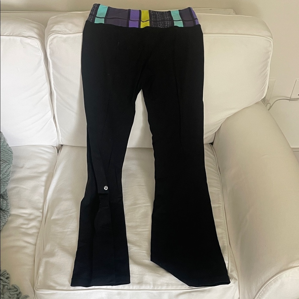 lululemon athletica Black Leggings with Colorful Waistband